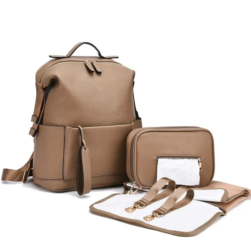 Multifunction Leather Diaper Bags Large Capacity Baby Bags