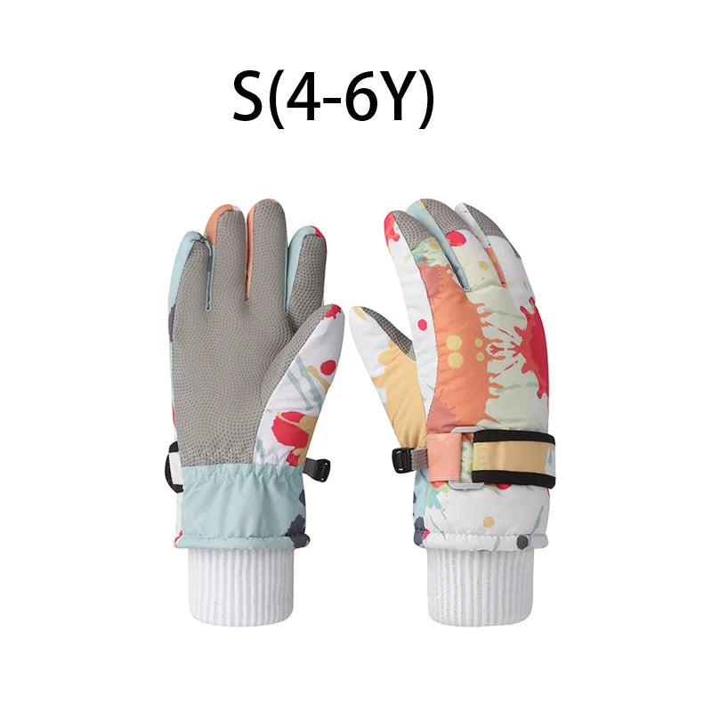 Fashion Children Ski Gloves Waterproof Kids Mittens