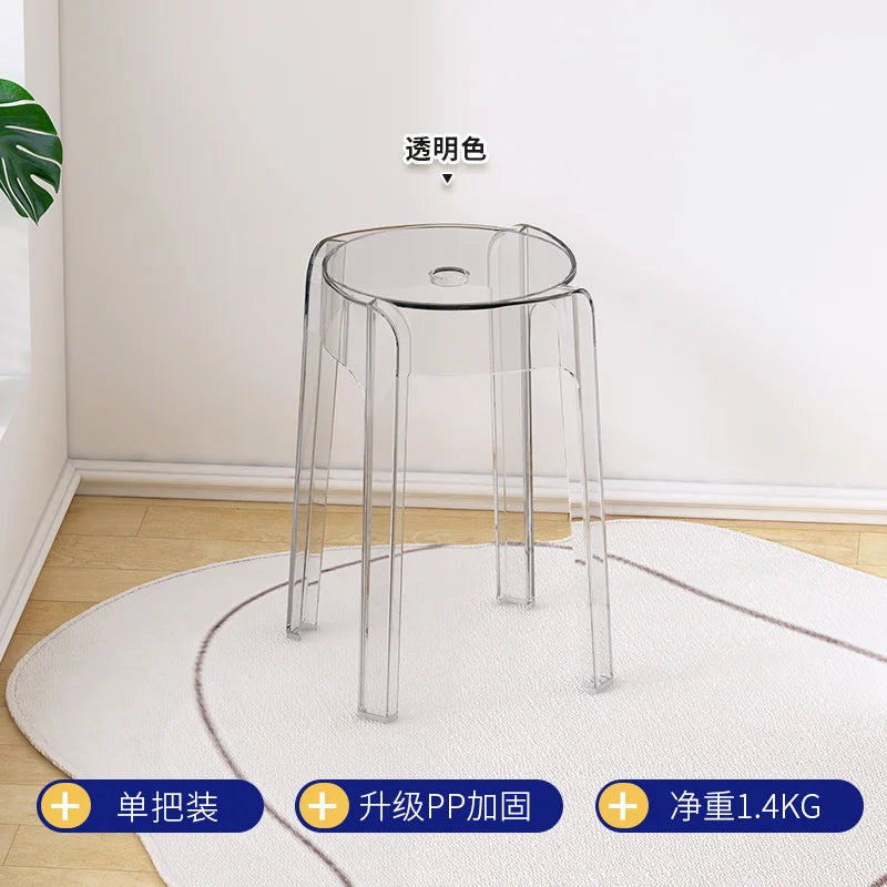 Transparent Plastic Stool Household Thickened Acrylic High Stool
