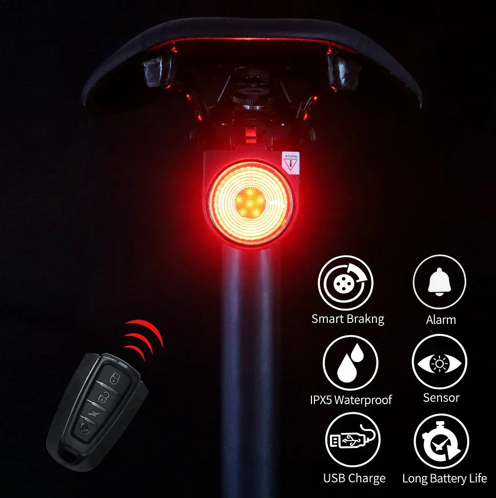 Bicycle Rear Lamp Braking Light Burglary Alarm Remote