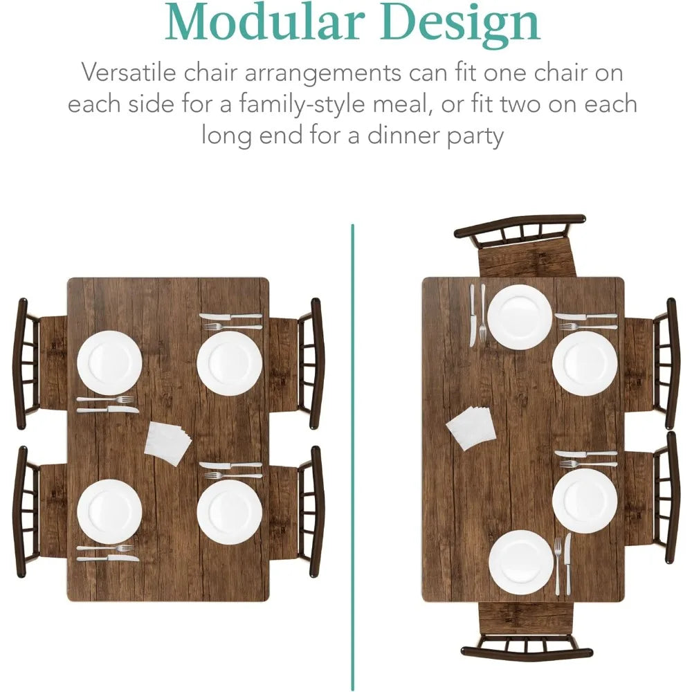 5-Piece Metal and Wood Indoor Modern Rectangular Dining