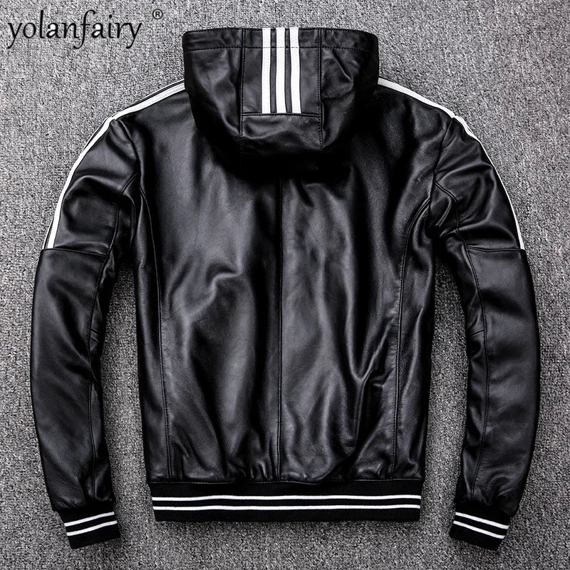 2023 New Men's Classic Leather Jacket 100% Natural