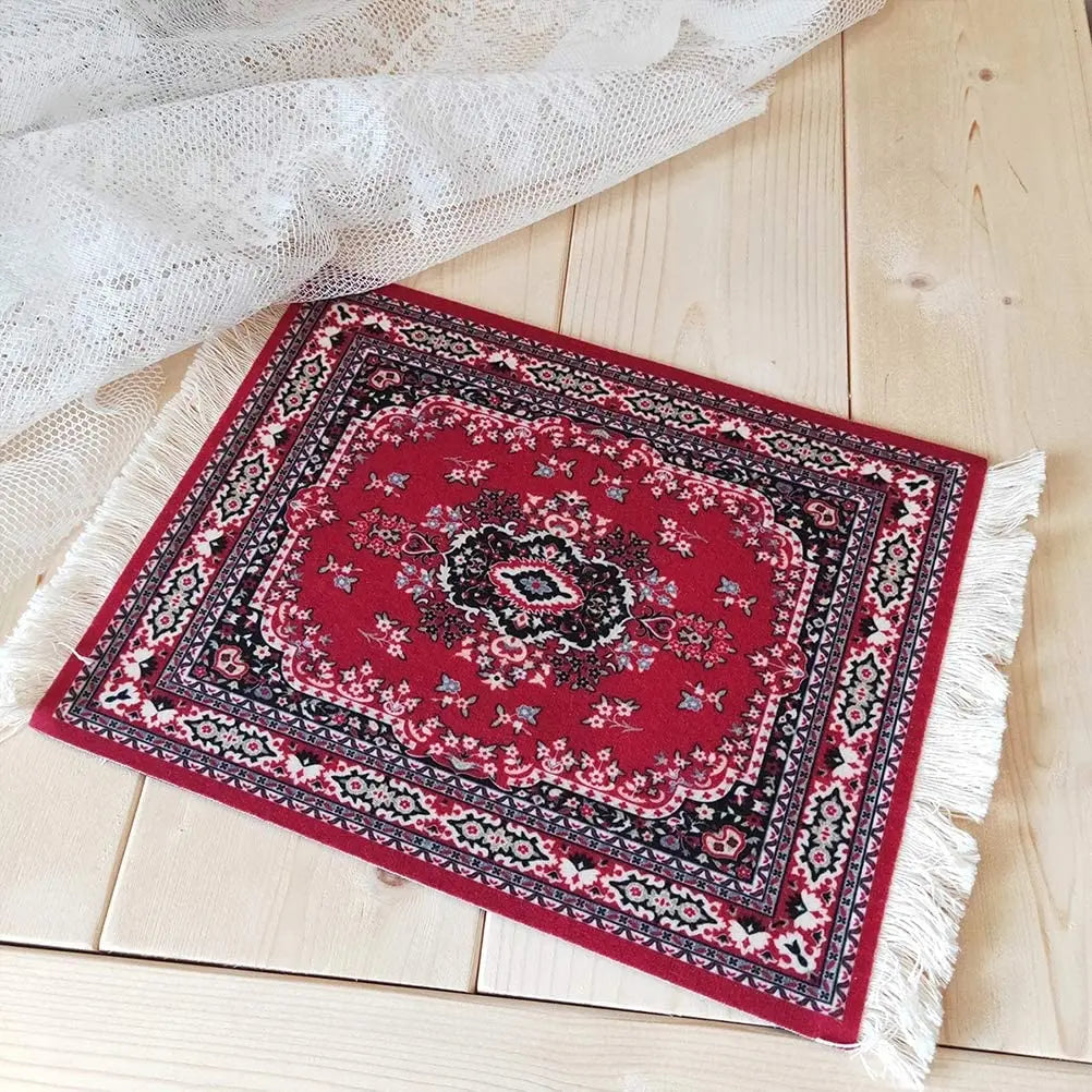 Persian Mini Woven Rug Mat Mousepad with Fring