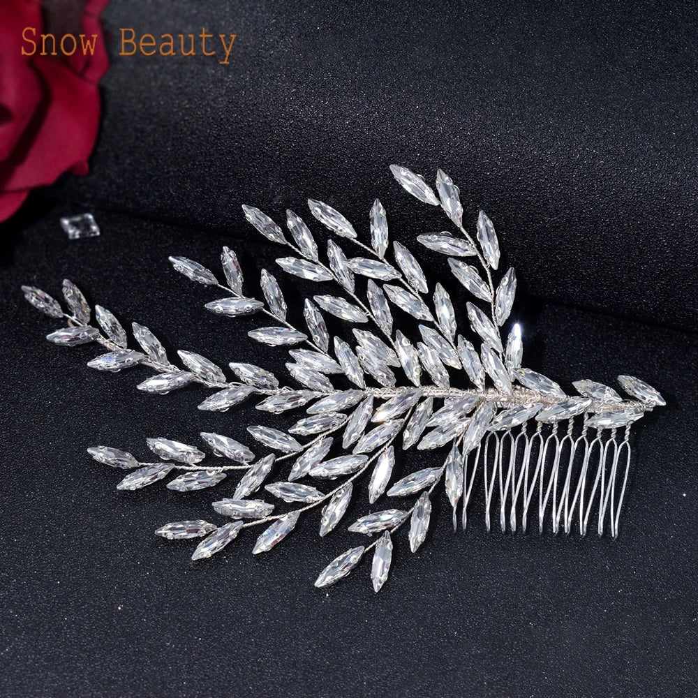 A409 Luxury Wedding Comb Rhinestone Headwear Bride Hair