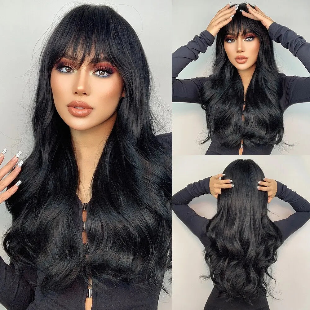 HAIRCUBE Long Ombre Brown Black Light Blonde Synthetic