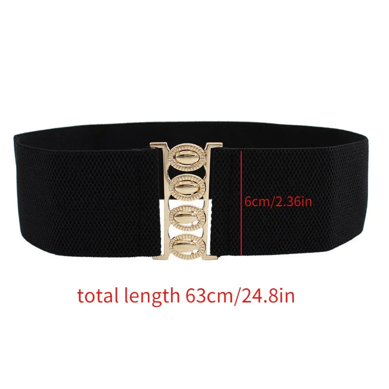 Wide Elastic Belt Solid Color Corset Belt Metal