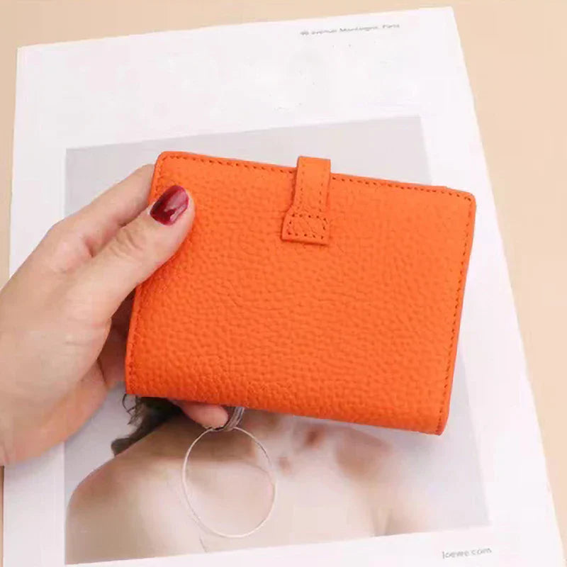 Custom Letters Genuine Leather Wallet Woman Card Holder Folding Fashion Luxury Brand Card Wallet Casual Business Coin Purse