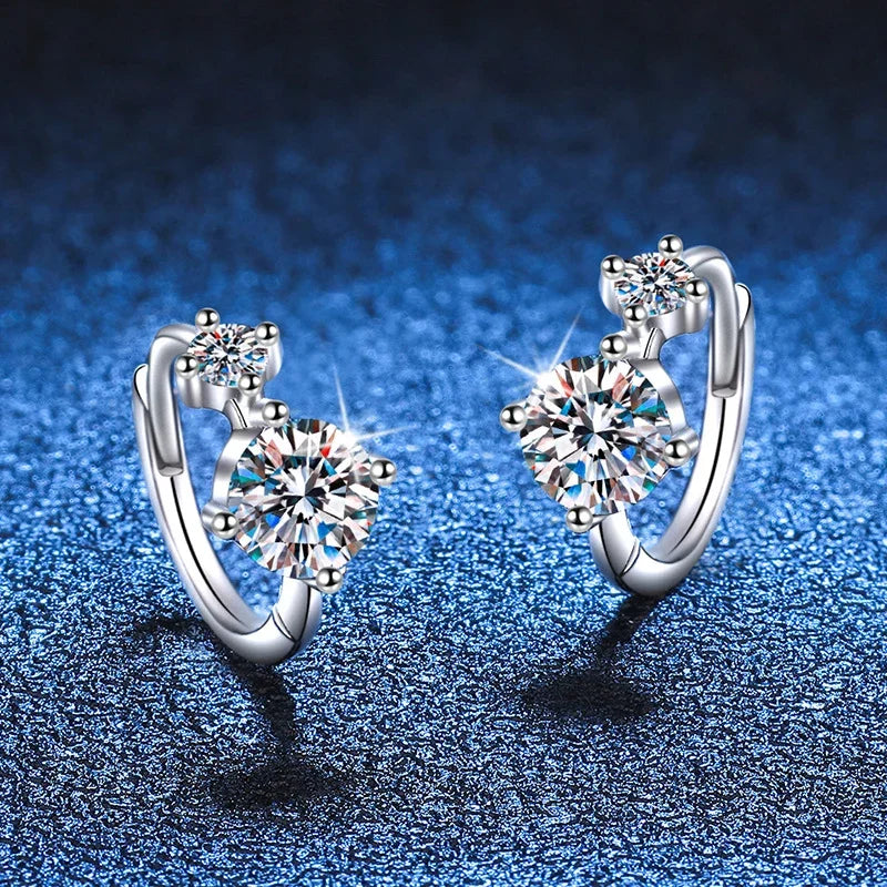 NeeTim Full Moissanite Hoop Earrings 925 Sterling Silver