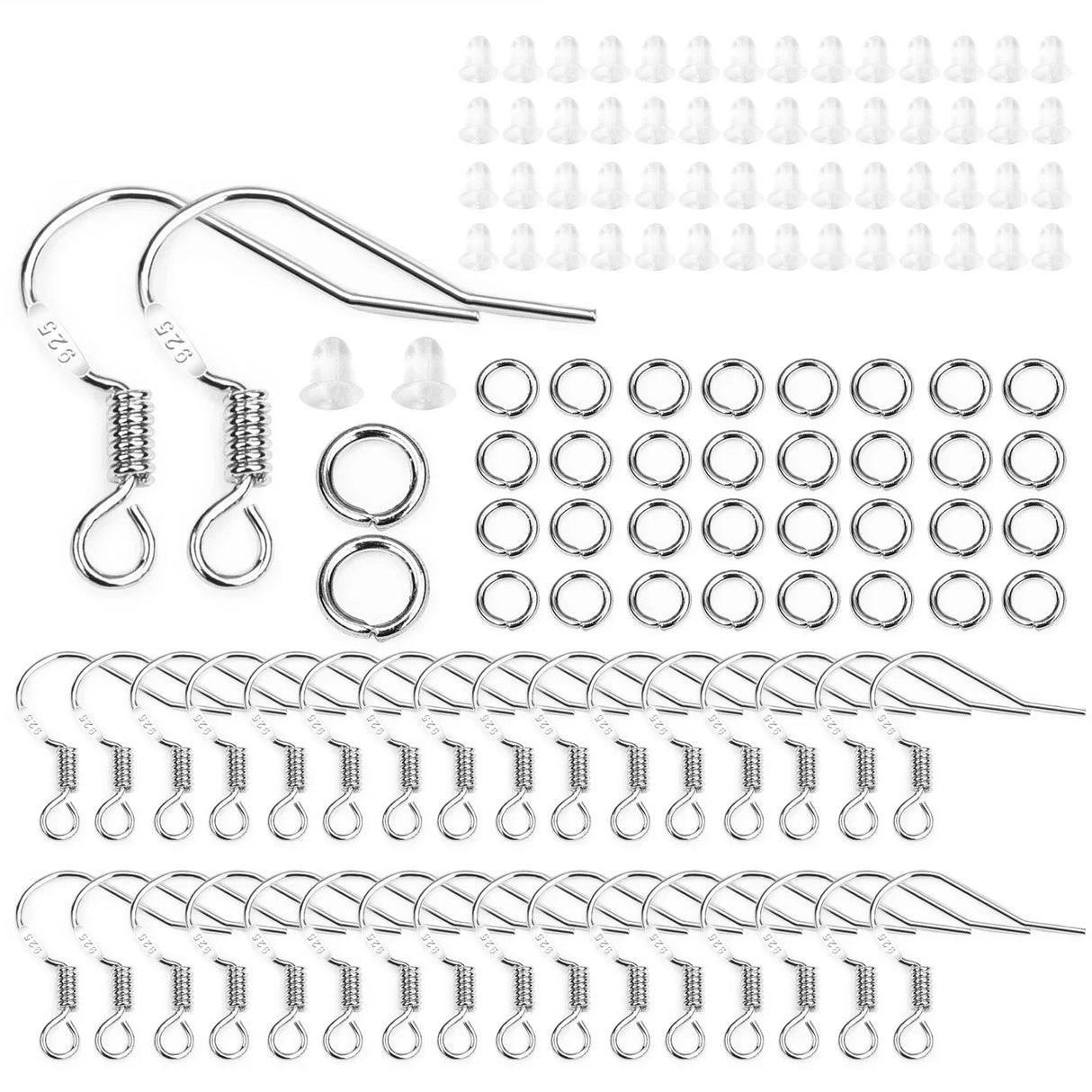 100300pcs Plated 925 Silver Earring Hook Kit Ear
