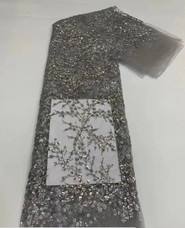 Green French Sequins Net Lace Fabric 2023 High