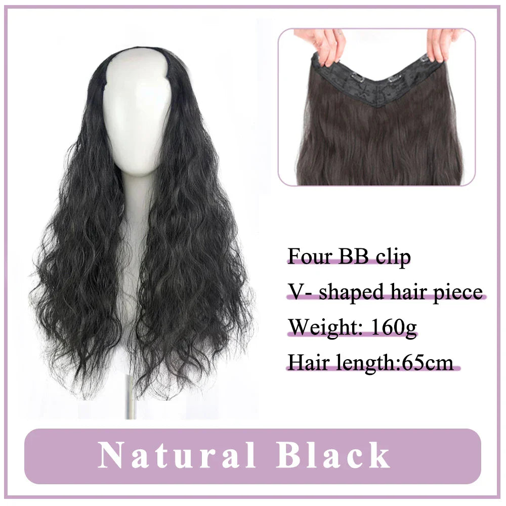 WEILAI Women's V-Shaped Long Hair Extension Synthetic Wig