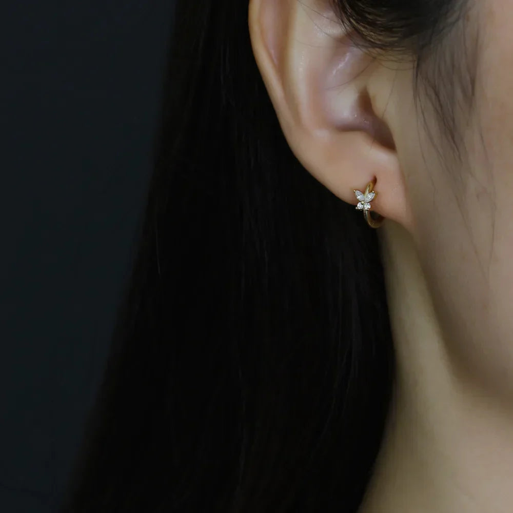 CCFJOYAS 6/8/10mm 925 Sterling Silver Butterfly-shaped Small Hoop