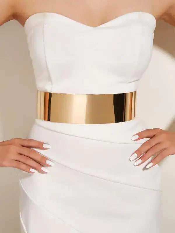 Wide Shinny Metal Wedding Belt Gold & Silver