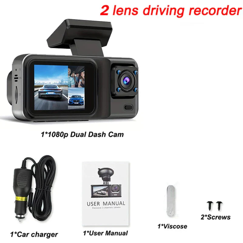 3 Channel Dash Cam for Cars Camera Black