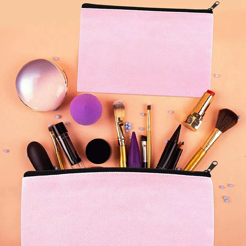 Pink Canvas Pouch Makeup Bag Bulk Cosmetic Bags