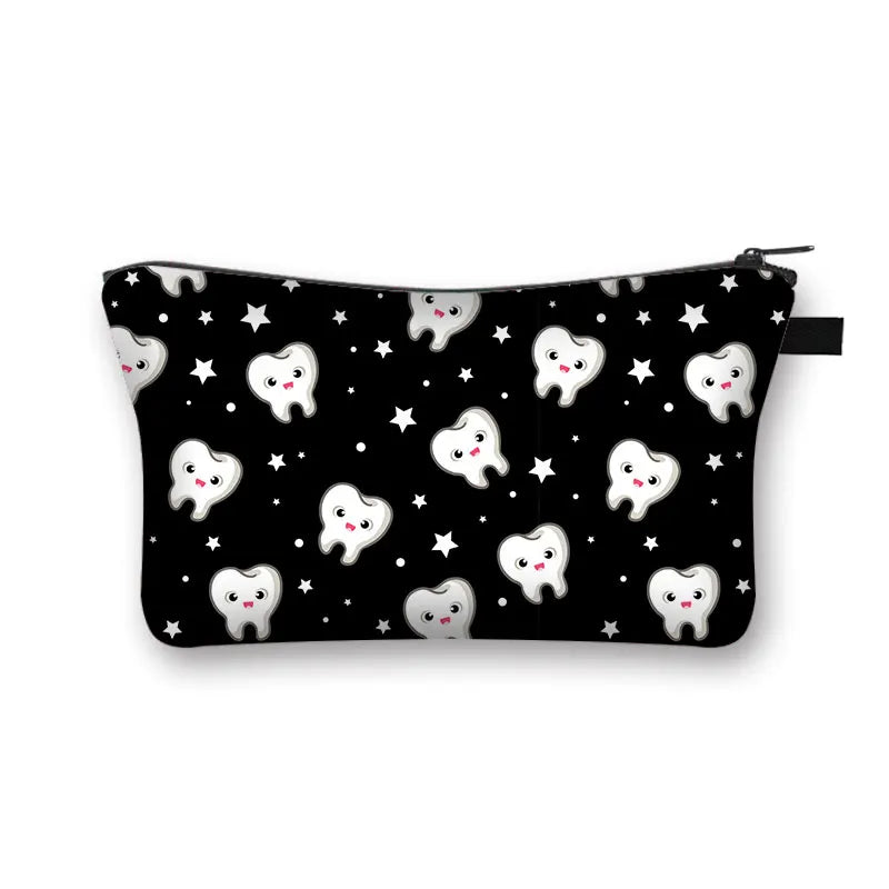 Cartoon Teeth and Tooth Fairy Print Cosmetic Case