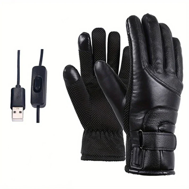 1 Pair USB Heated Motorcycle Gloves - Waterproof, Windproof, Touch Screen
