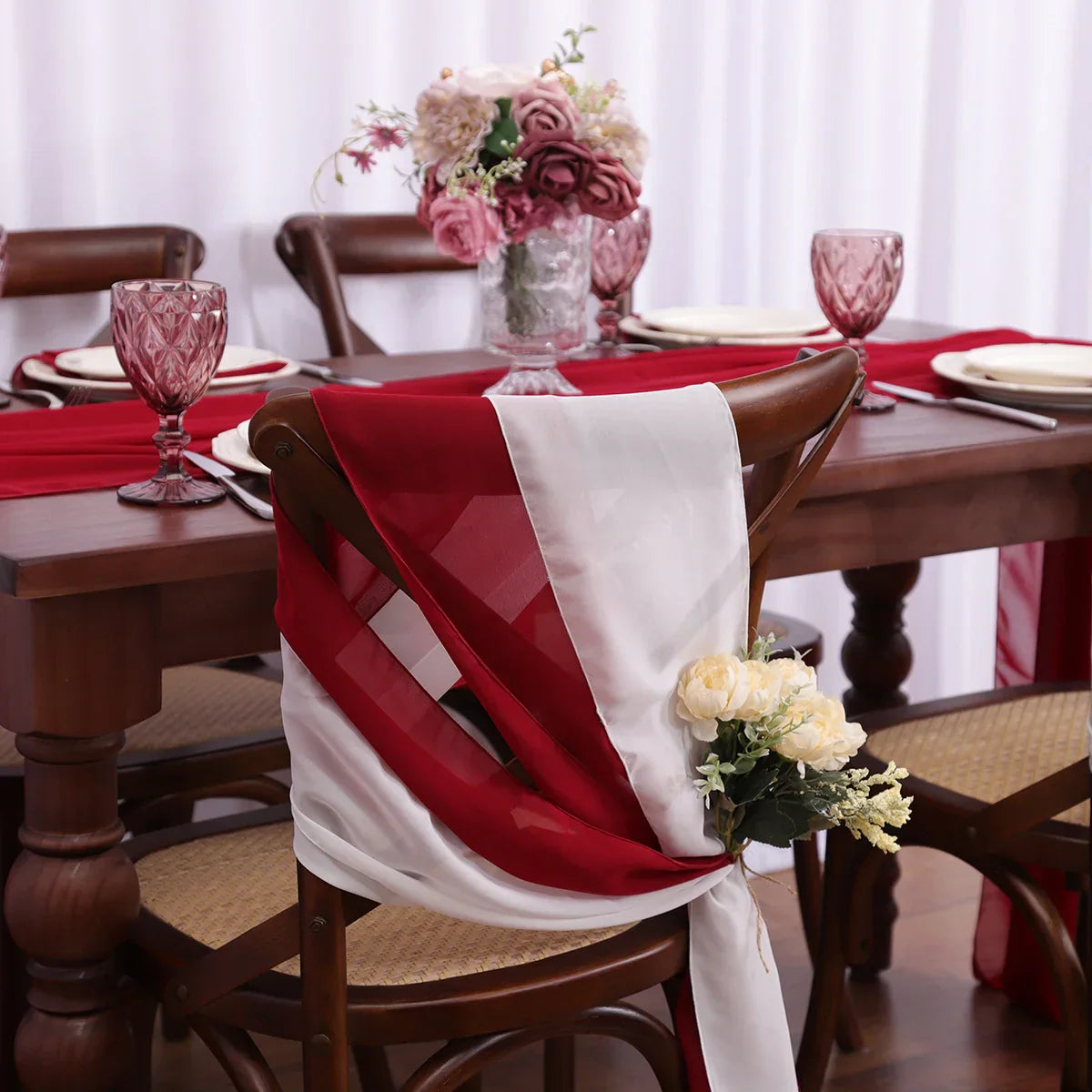 40PCS Chiffon Chair Sashes Wedding Chair Decoration 16x275cm
