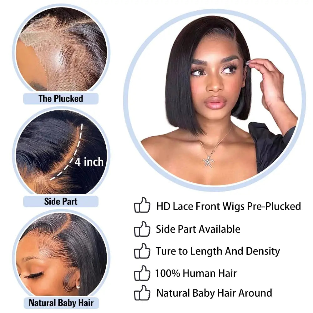 Straight 13x4 Lace Front Short Bob Wig Natural