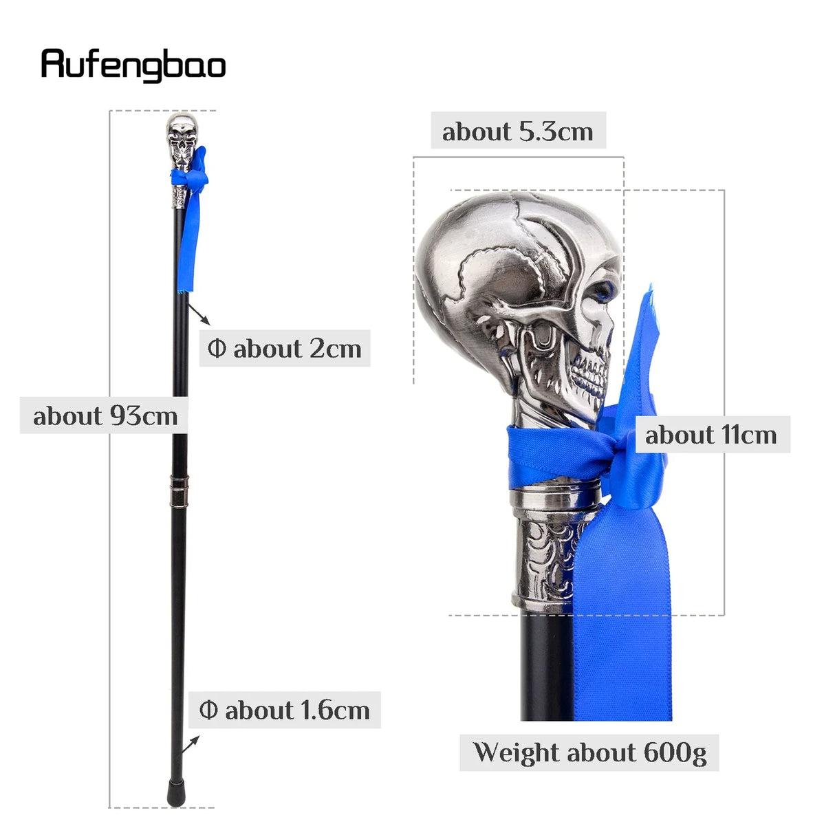Skull Head with Bow Tie Walking Stick with