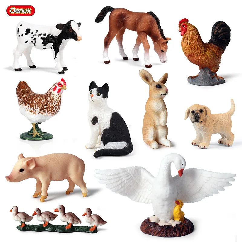 Oenux Farm House Model Action Figures Farmer Motorcycle