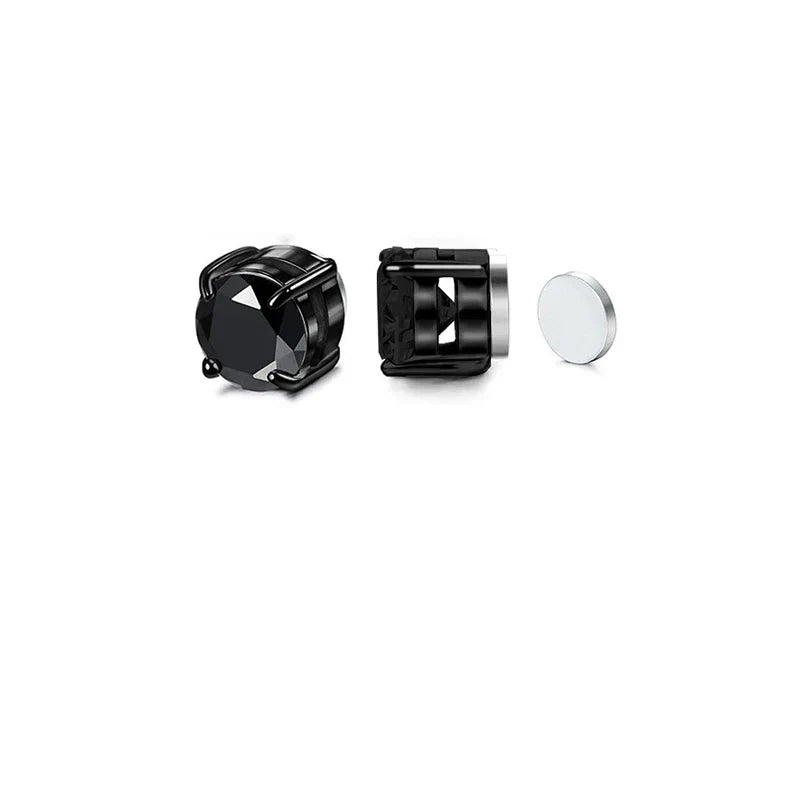 Stainless Steel Magnetic Stud Earrings Men Women Black