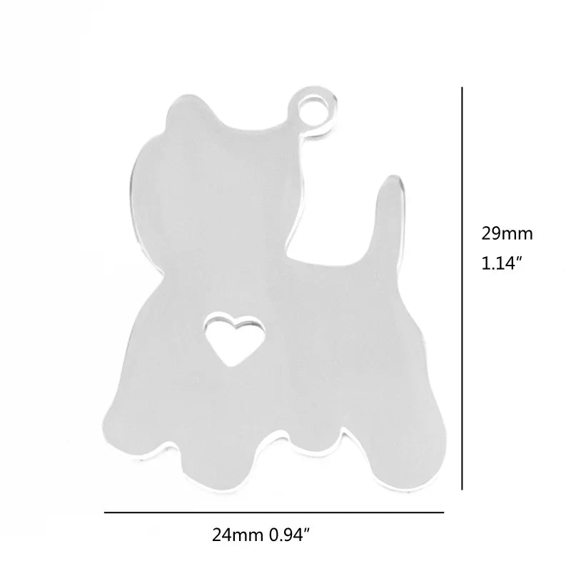 10pcs I Love My Cat Dog Animals Stainless