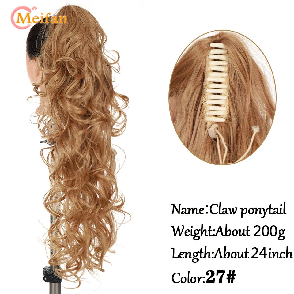 MEIFAN Long Synthetic Wavy Clip in Hair Ponytail