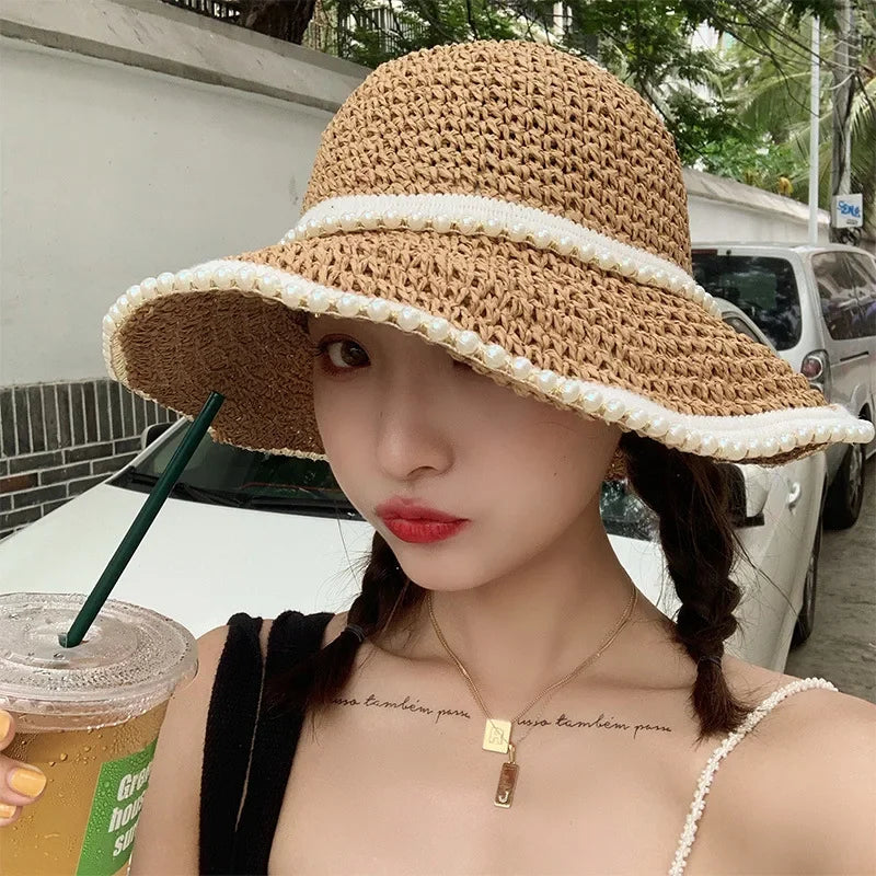 Women's Large Brim Straw Beach Hats Girl Cap