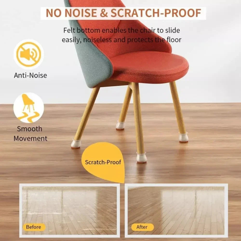 8/16pcs Silicone Table Chair Leg Caps With Felt