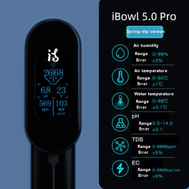 NEW Aquarium Accessories Water Quality Monitor iBowl 3in1TDS&pH&Temp