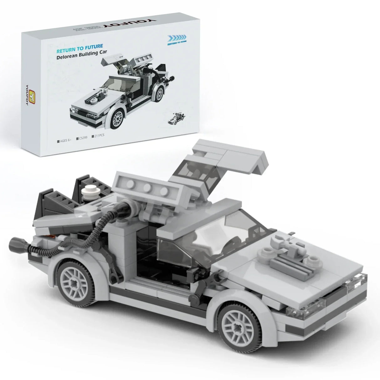 BuildMoc Back Future Super Car Building Blocks High-Tech