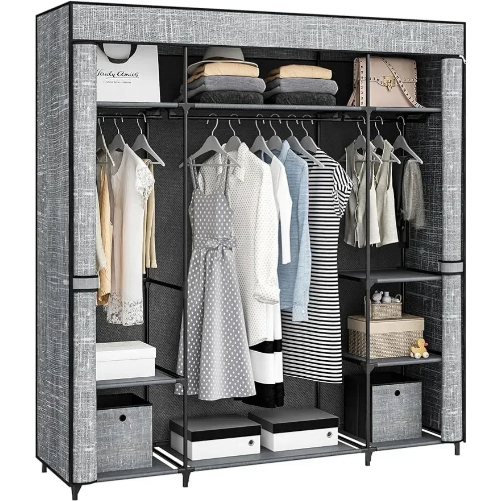 Closet Wardrobe, 64.5-inch Portable Closet for Bedroom, 3