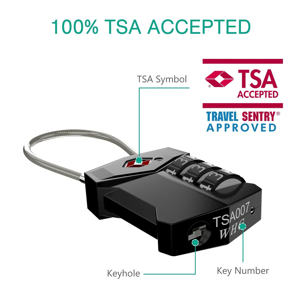 ORIA TSA Approved Luggage Padlocks 3-Digit Combination Travel