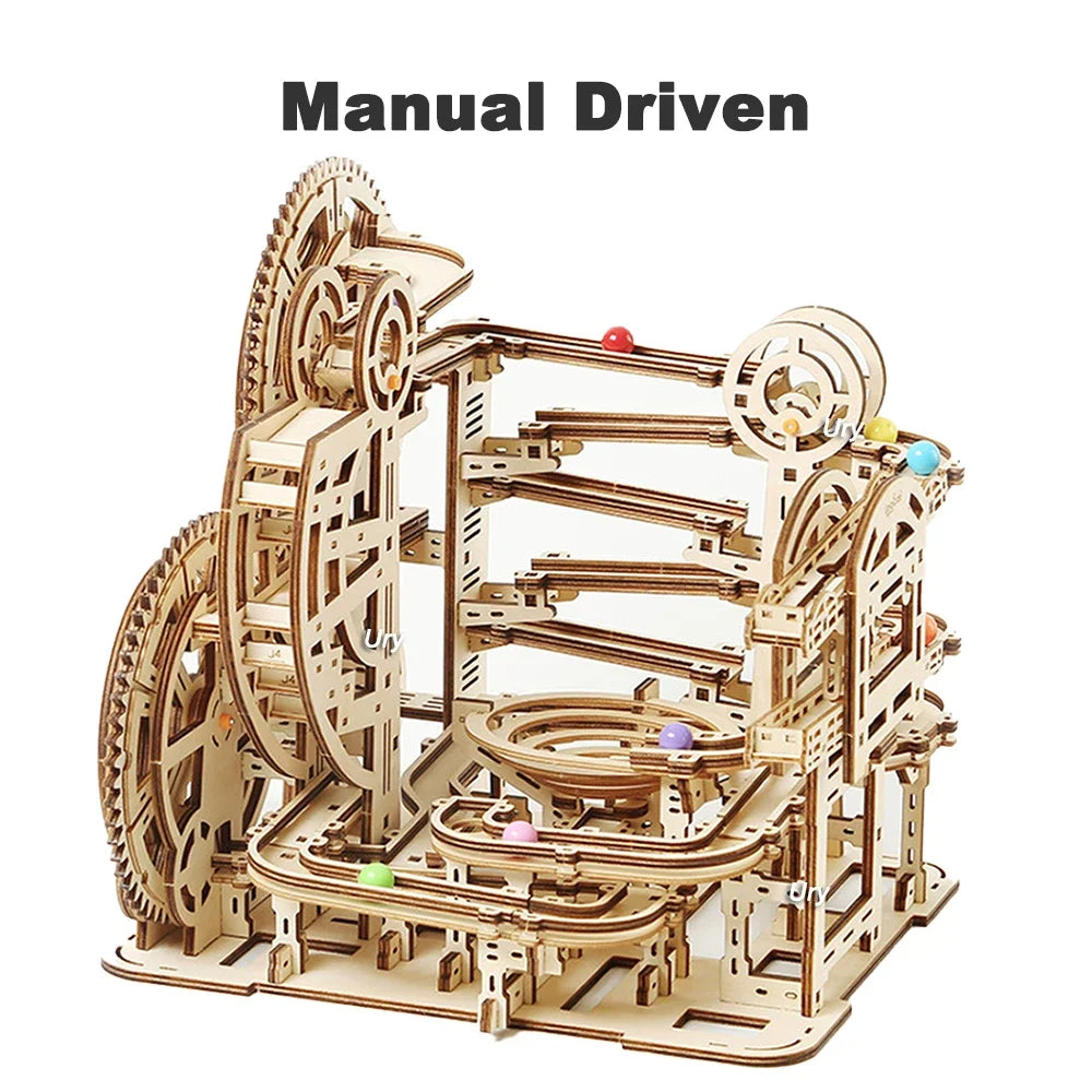 3D Wooden Puzzle Marble Run Set DIY Mechanical