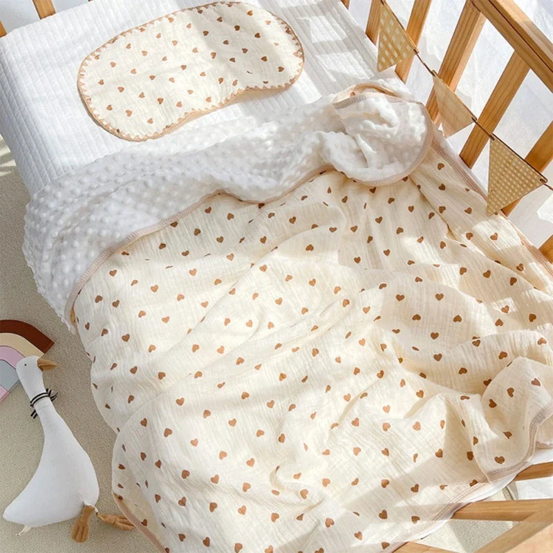 3D Minky Dot Baby Blanket Newborn Cotton Gauze