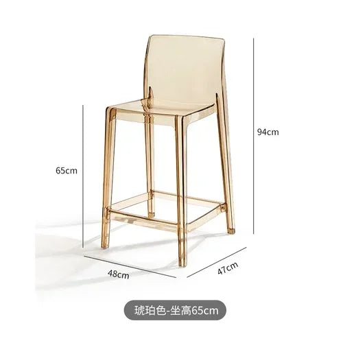 Nordic Acrylic Transparent Bar Chairs Modern Backrest Household