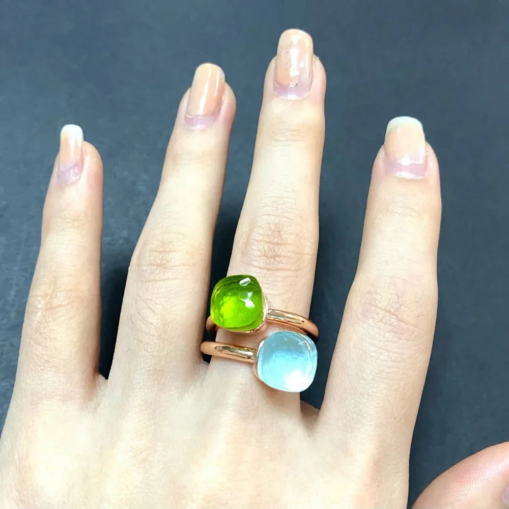 2PcsSet Pomellato Ring Stacked Mix Color Crystal Ring