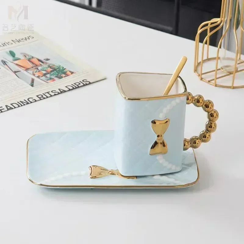 Creative ceramic Coffee cup, handmade diamond bag, ceramic