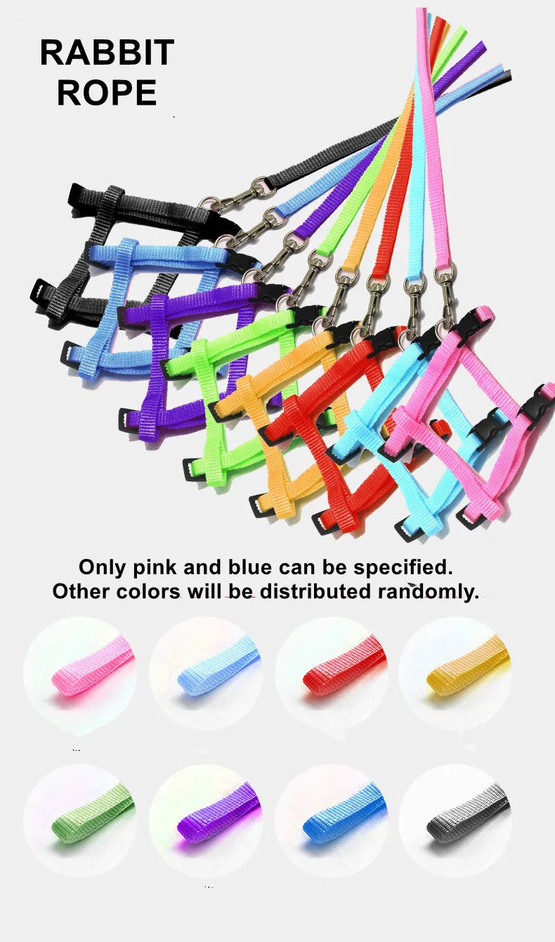 Pet Nylon Rabbit Harness Collar Leash Adjustable Vest