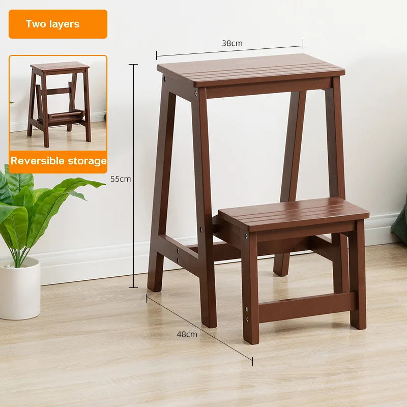 Step Stool Solid Wood Folding Ladder Chair Home