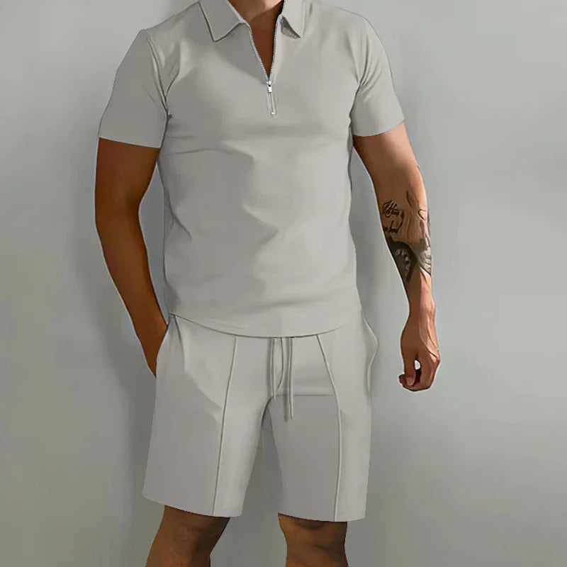 Summer New Solid Color Men's Sets High Street