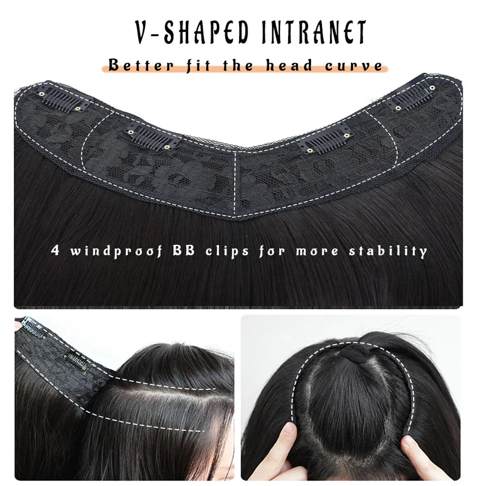WEILAI Women's V-Shaped Long Hair Extension Synthetic Wig