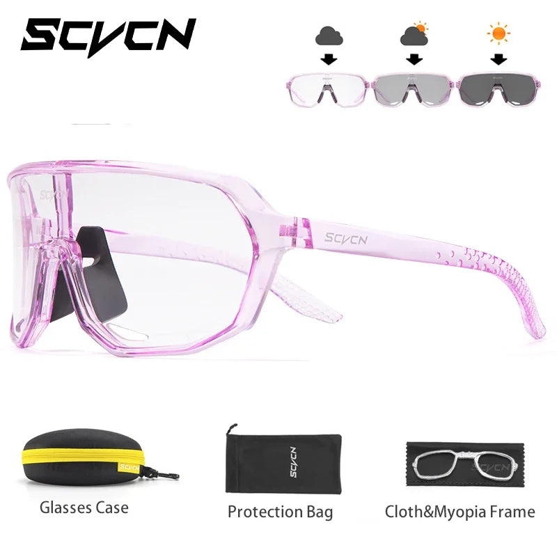 SCVCN Photochromic Men Cycling Sunglasses UV400 Sports Bicycle