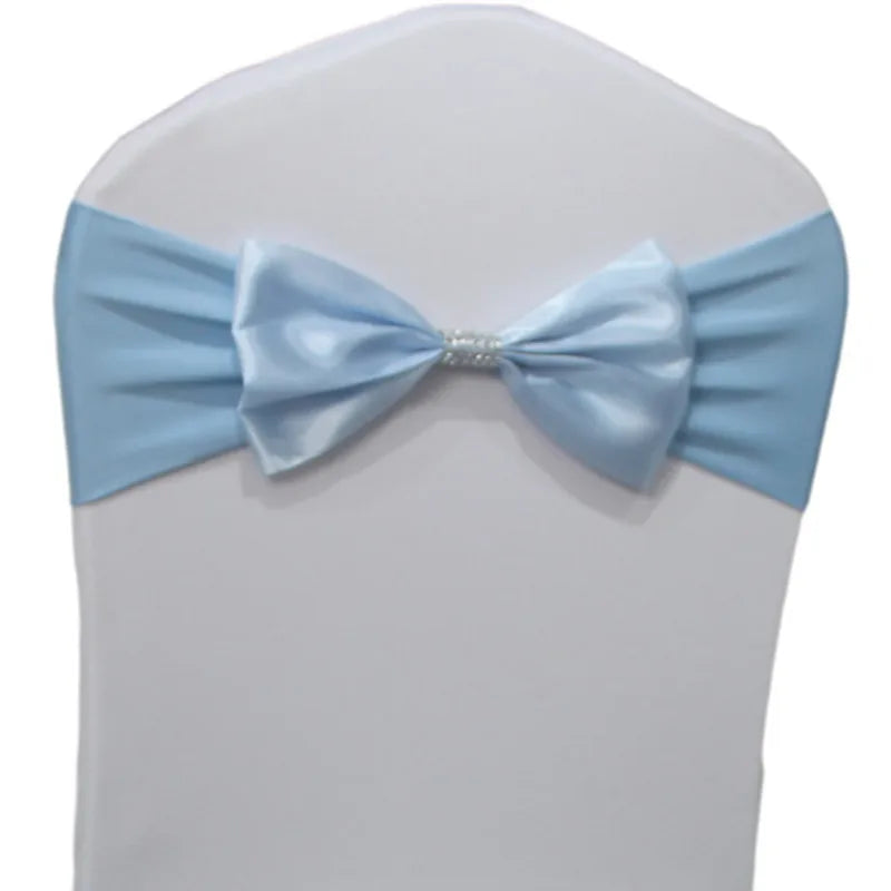 10pcs/50pcs Free Tie Wedding Satin Chair Sash Elastic