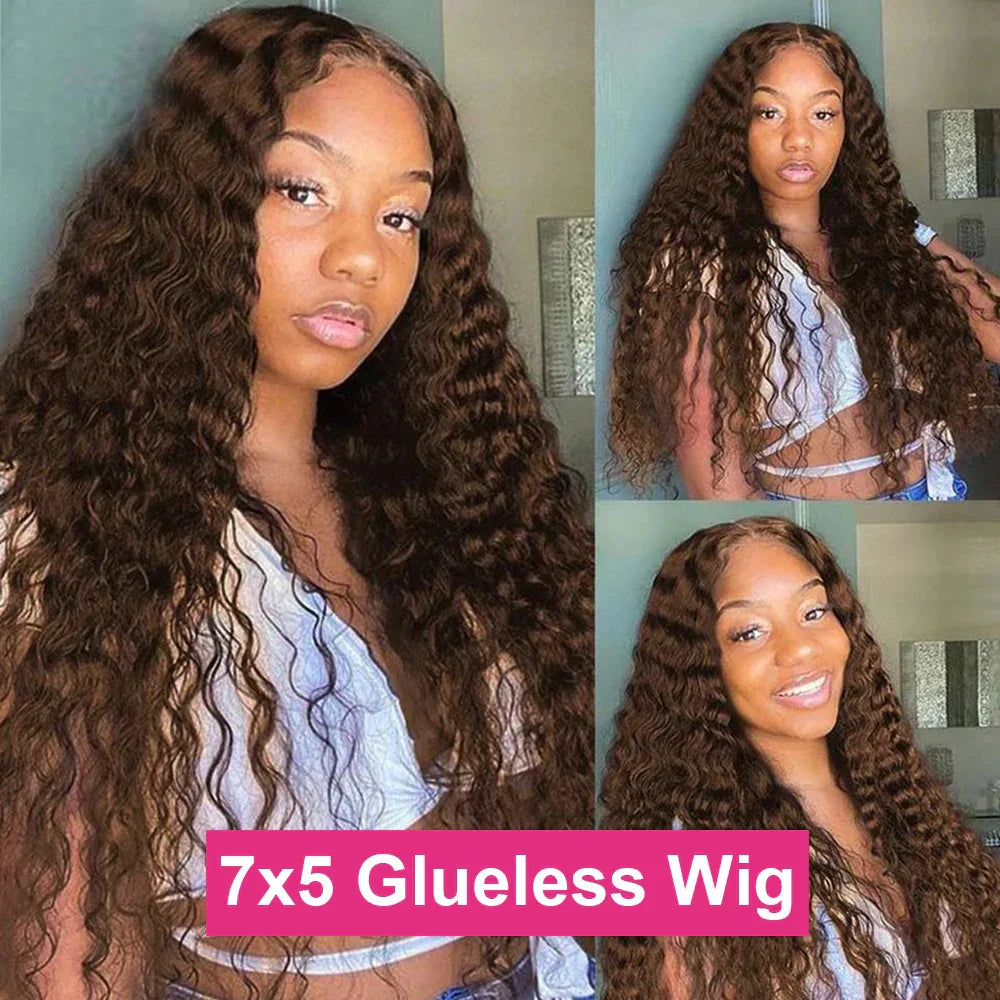 13x4 Chocolate Brown Lace Front Wig Deep Wave