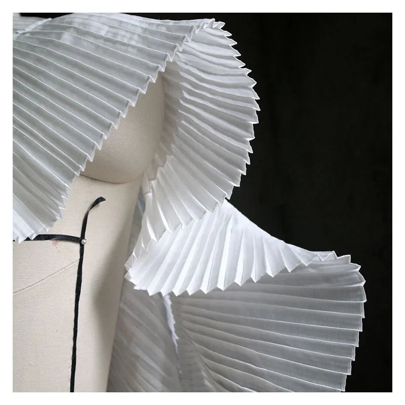 Width 17CM White Organ Pleated Singlelayer Pleated Wavy