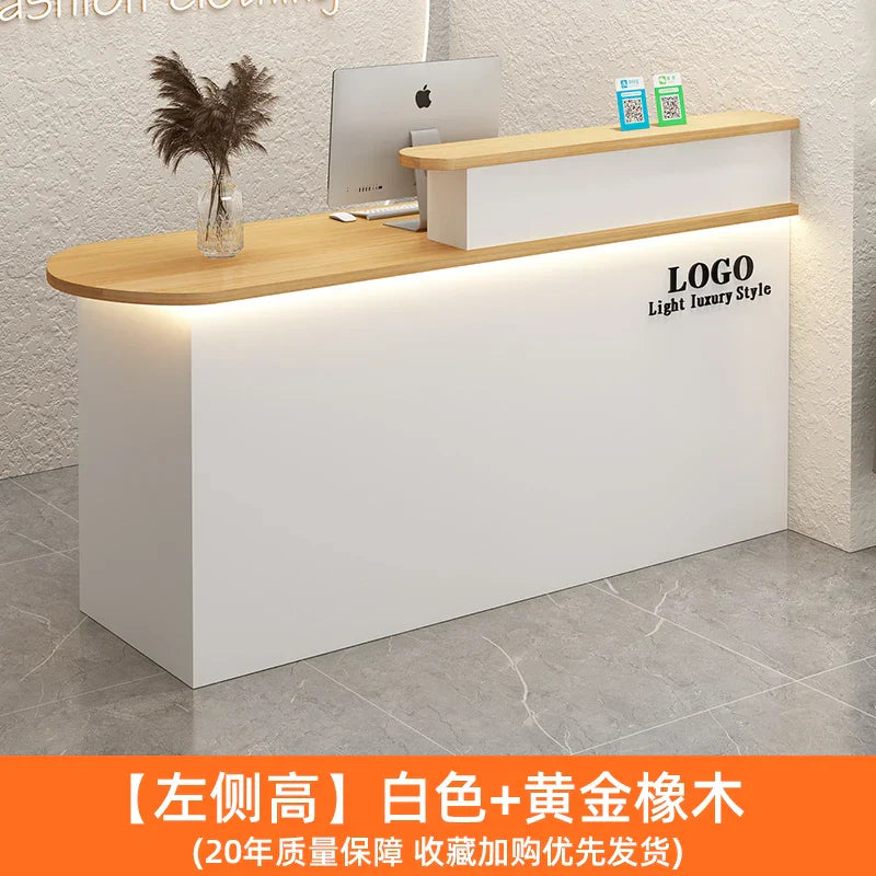 White Stylish Reception Desks Corner Light Bar Office