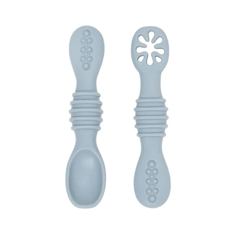 2PCS Cute Baby Learning Spoons Utensils Set Food