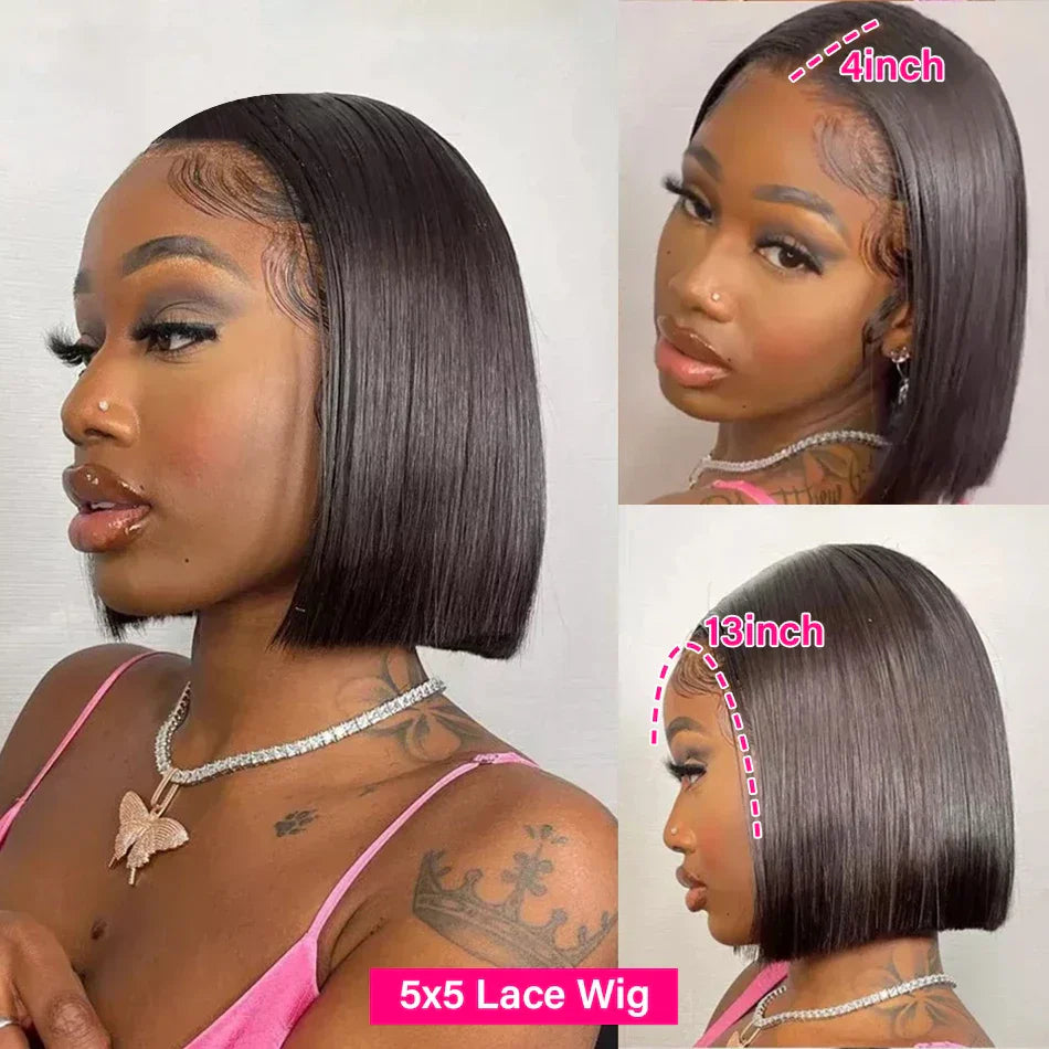 Brazilian Remy 13x6 Bob Human Hair Front Wigs